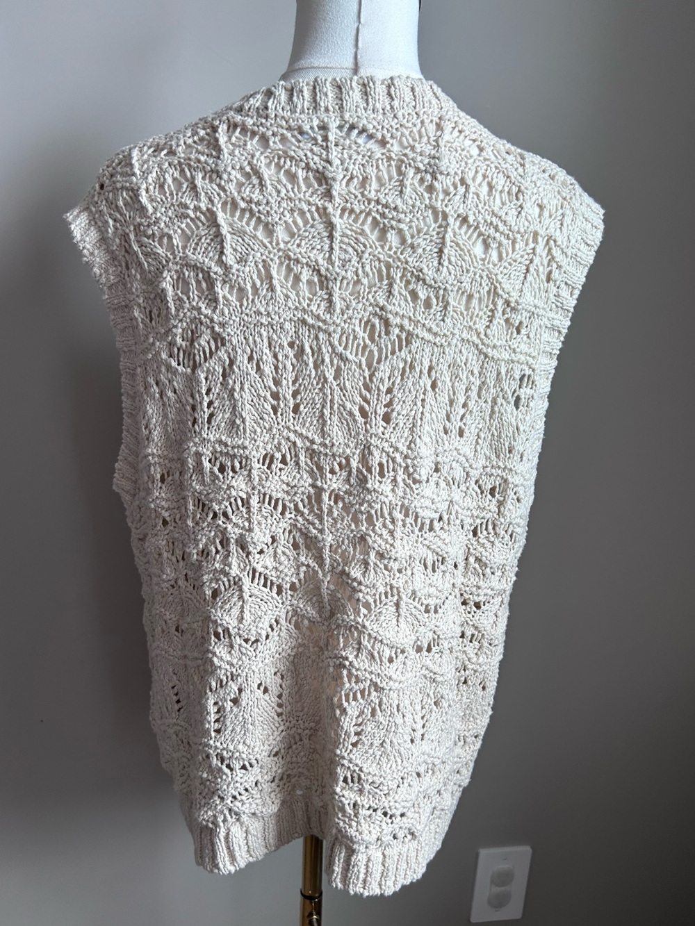 Cotton Cream Crochet Sleeveless Sweater Vest tank summer boho natural earthy - Picture 11 of 12